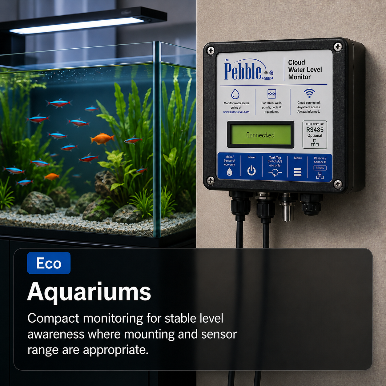 Pebble aquarium monitoring